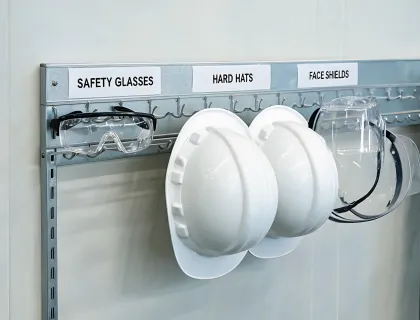 Safety glasses cleaning storage rack